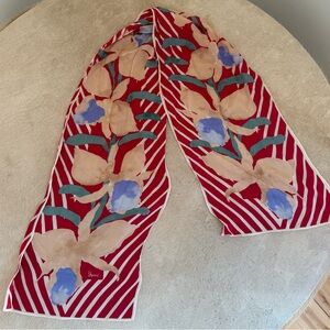 Vera vintage silk Red Floral Scarf
